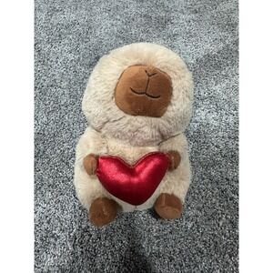 Walmart Capybara Plush Tan Stuffed Animal Holding Red Heart Valentine